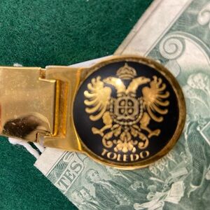 Toledo Damascene engraved 18K Gold Black Money Clip